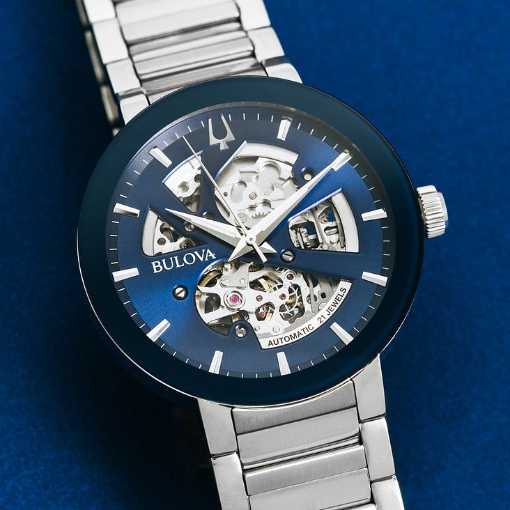 Bulova Futuro Men's Blue Dial Stainless Steel Modern Watch | Bulova